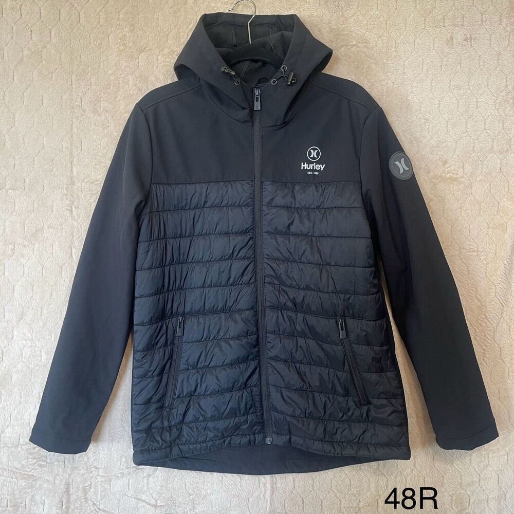 Men's Hurley 3 Layer Fabric‎ Tech Wind Resistant Jacket Black Sz Medium